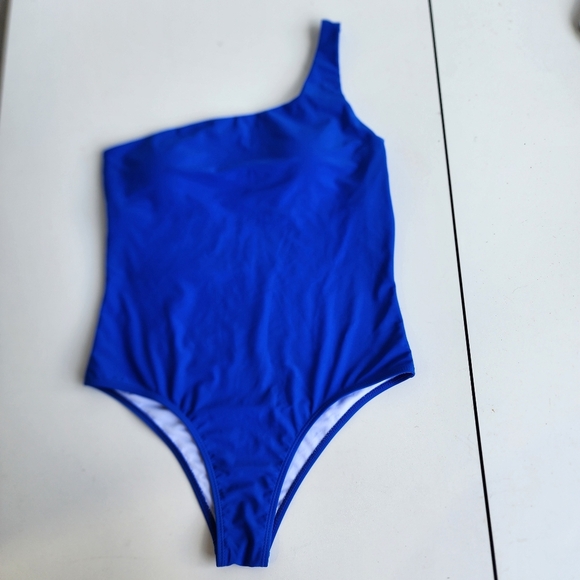 One Piece Swimsuit One Shoulder Royal Blue Women's Sz M Sw2 - Picture 7 of 13